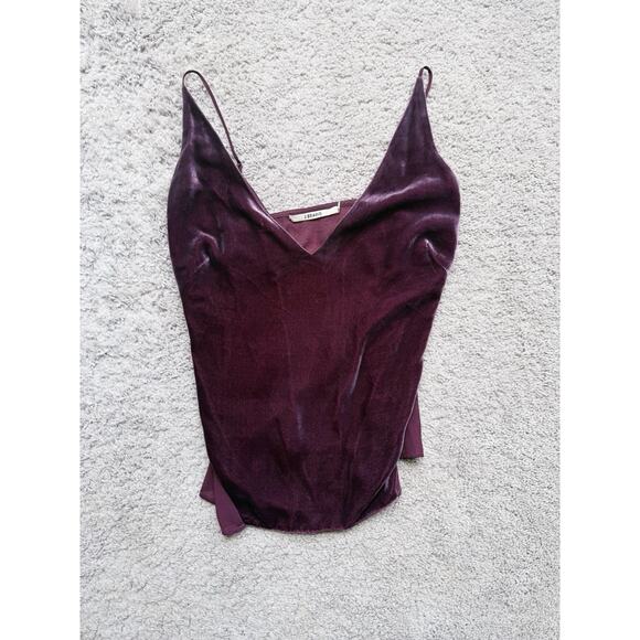J Brand Lucy Velvet Burgundy Cami Tank Top Venetian XS Romantic Vamp Goth Witchy - Picture 2 of 5